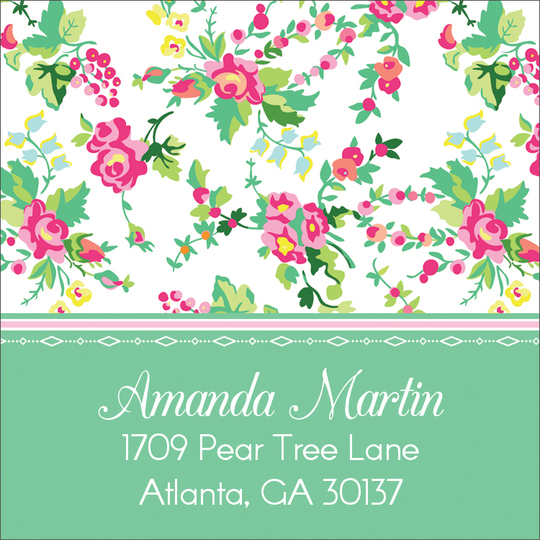English Rose Square Address Labels